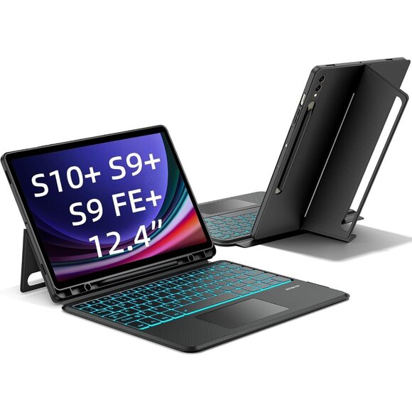 Backlit Keyboard Case with Trackpad for S9 FE+ S9 FE Plus S9 Plus/S9+ 12.4" 2023 - Picture 1 of 7